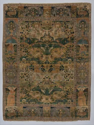 Pictorial Carpet with metal wrapped thread, 17th century
